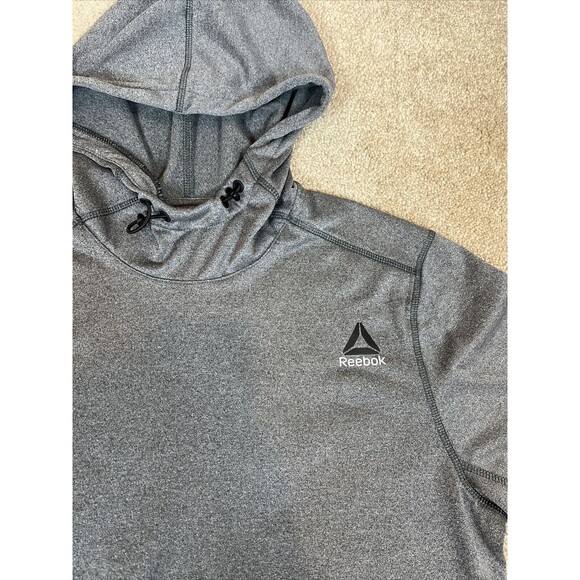 Reebok Hoodie Mens/ Teenagers Gray Printed Logo Speedwick Pull Over Jumper Sz S‎ - Picture 2 of 13